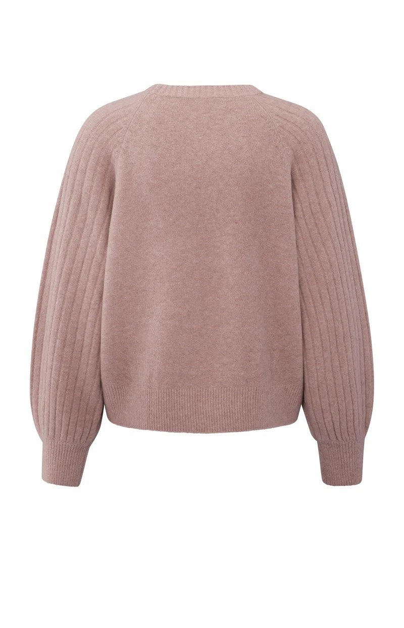 Rib Mixed Sweater Ls - Mauve