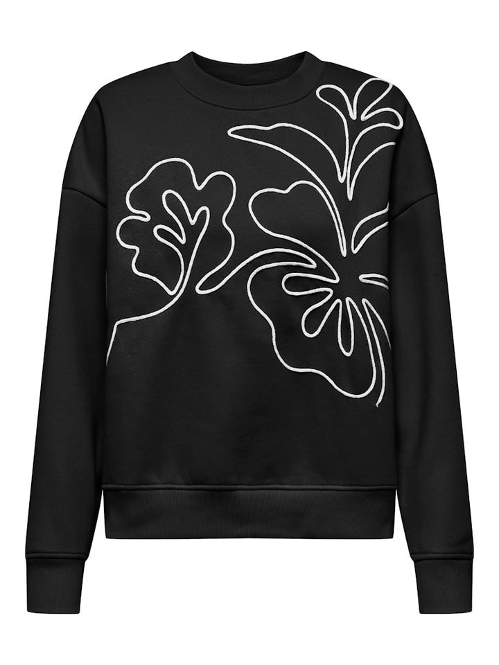 Jdycanoa L/s Emb Sweat Jrs Noos - Zwart Dessin