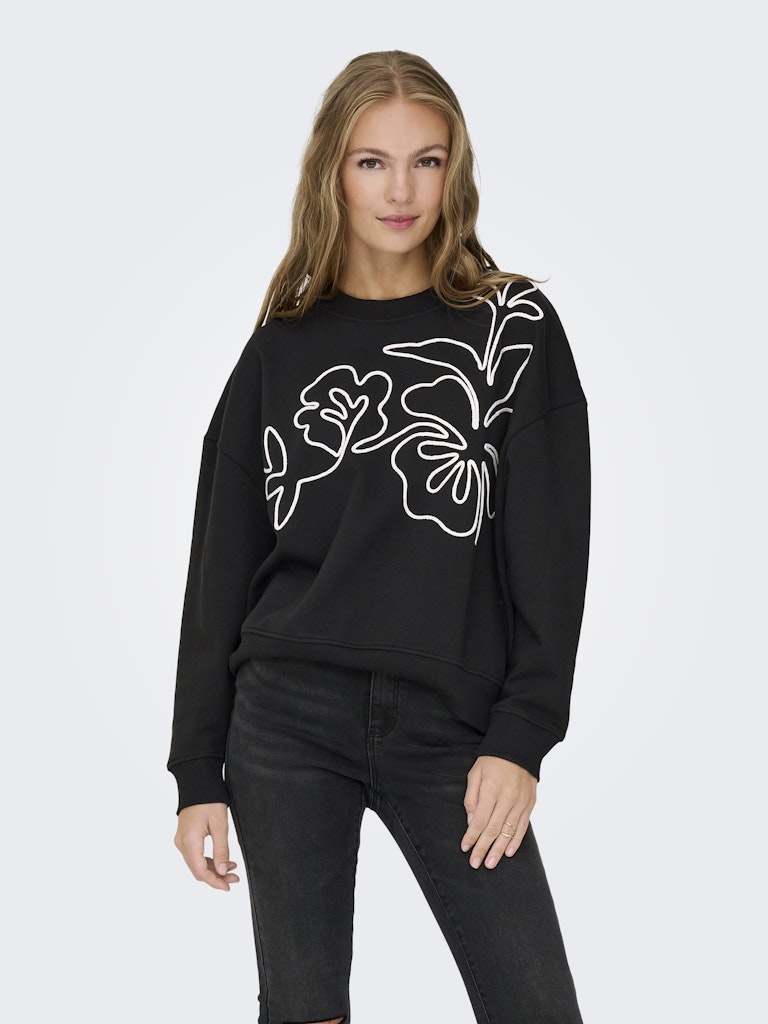 Jdycanoa L/s Emb Sweat Jrs Noos - Zwart Dessin