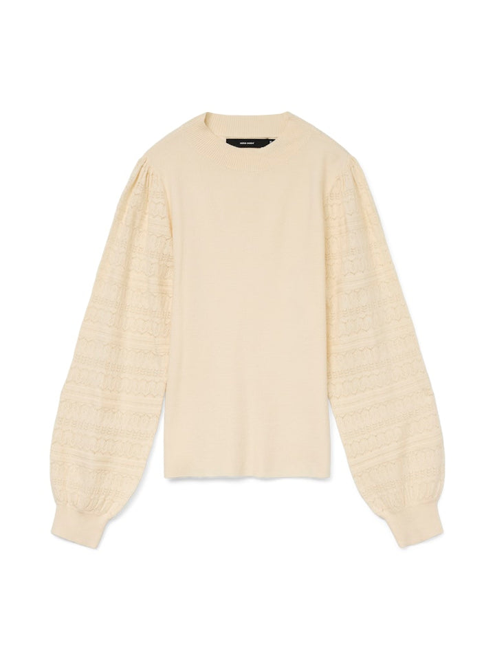 Vmnewlimone Ls Highneck Pullover Boo - Ecru