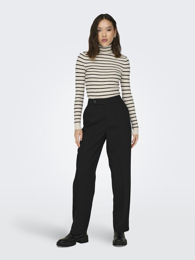 Onlkarol L/s Rollneck Pullover Knt Noos - Ecru Dessin