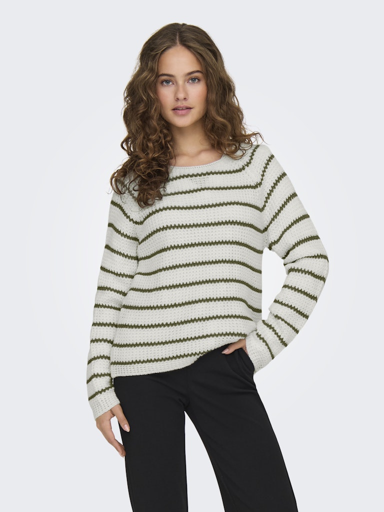 Jdyellen L/s Oneck Raglan Pullover Knt - Wit Dessin