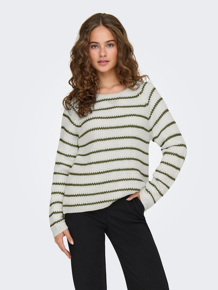 Jdyellen L/s Oneck Raglan Pullover Knt - Wit Dessin