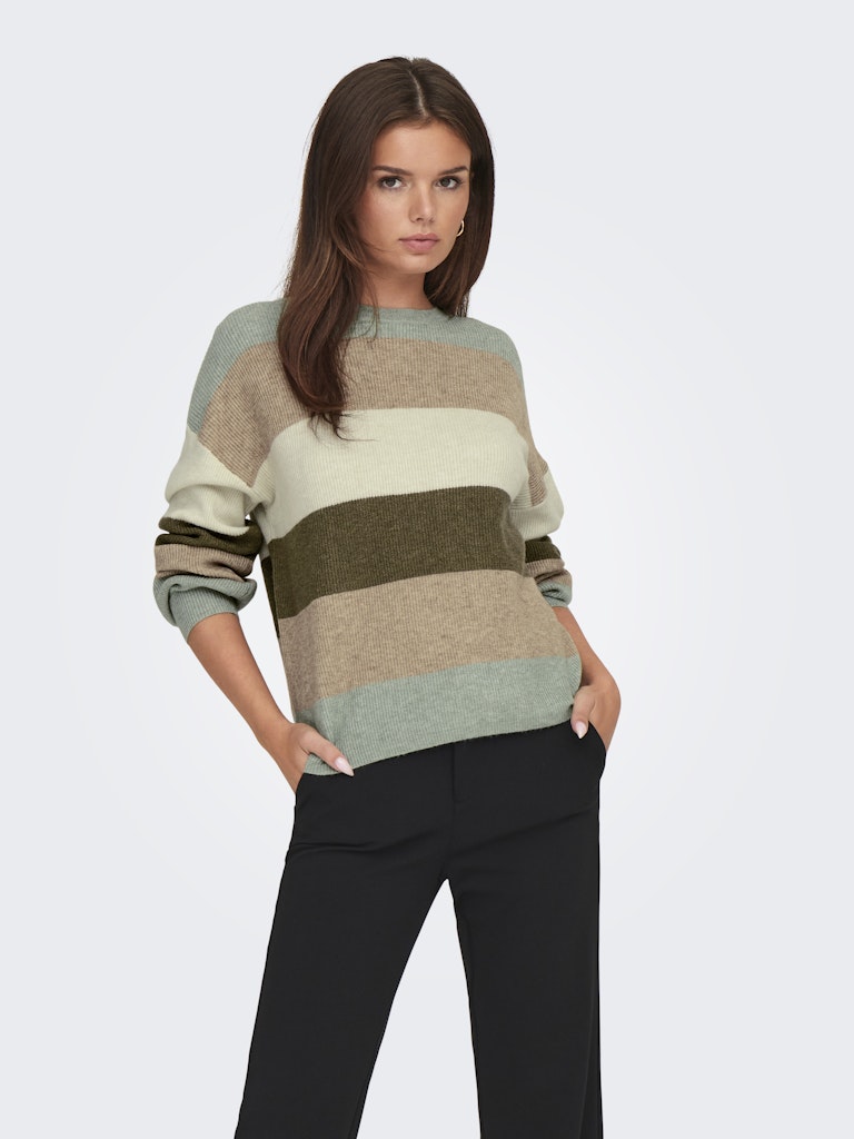 Onlatia L/s Stripe Pullover Knt Noos - Groen Dessin