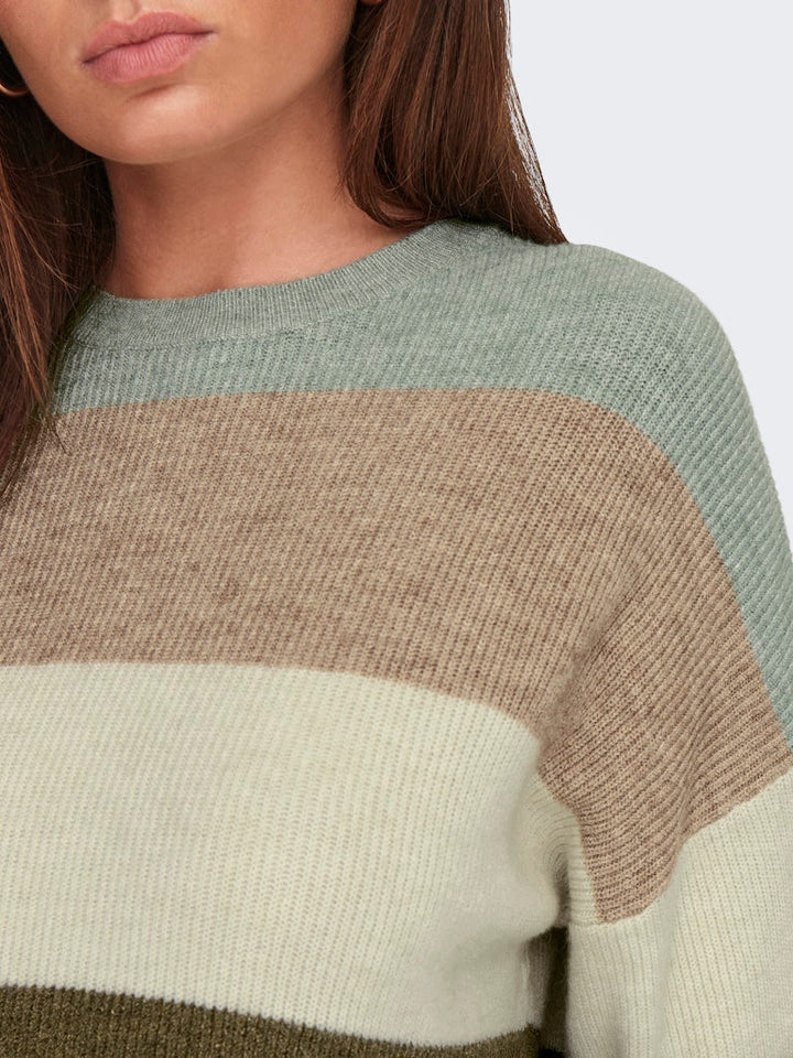 Onlatia L/s Stripe Pullover Knt Noos - Groen Dessin