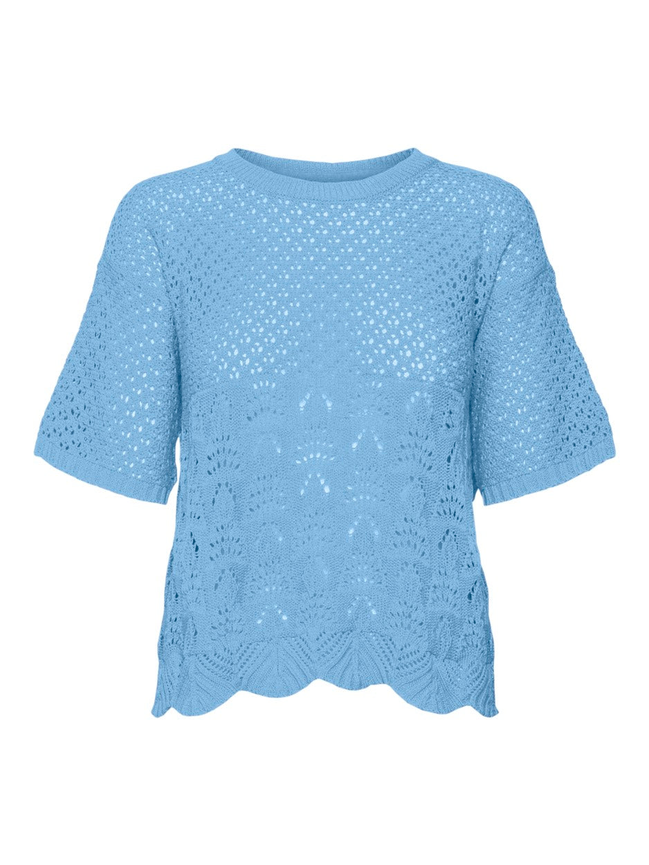 Vmlillie Ss O-neck Short Pullover B - Lichtblauw
