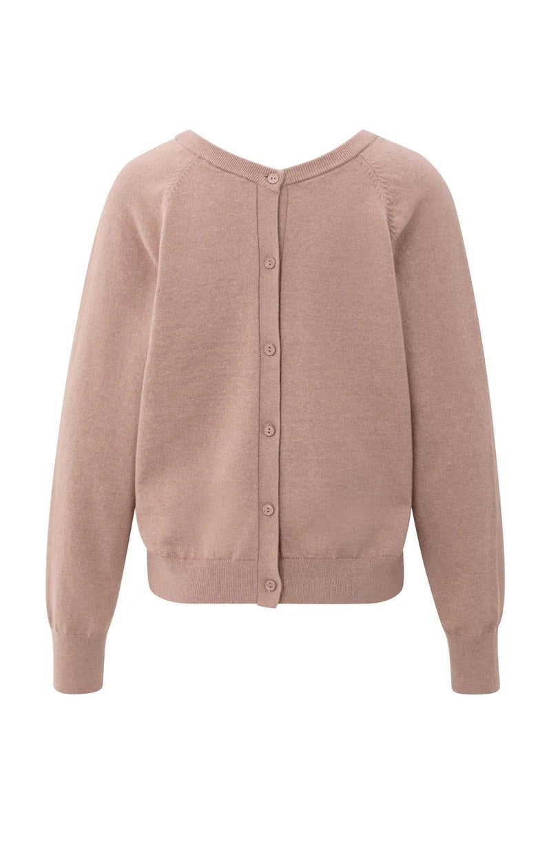 Double V-neck Sweater With But - Mauve