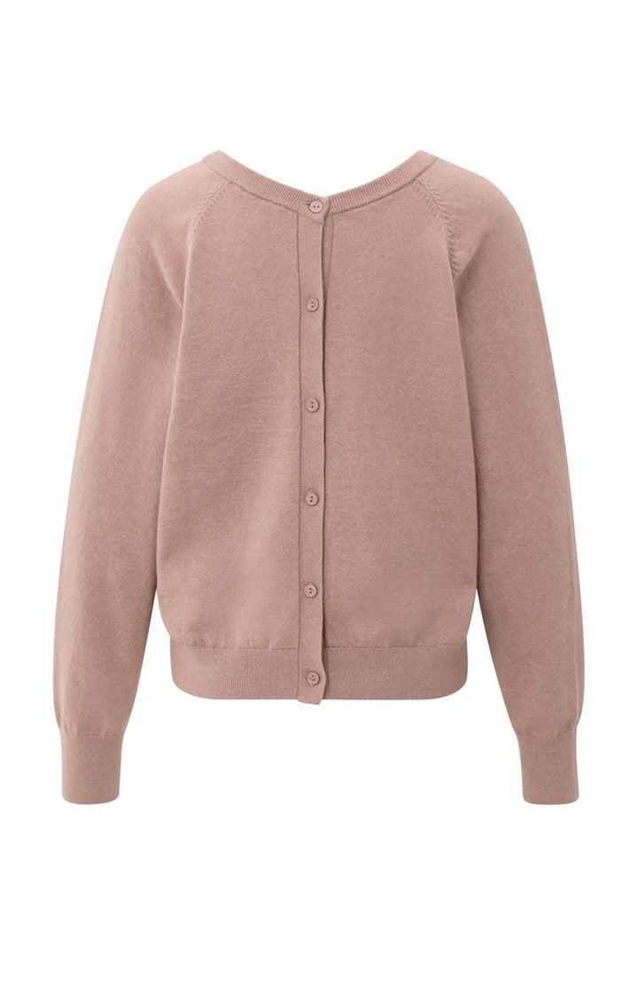 Double V-neck Sweater With But - Mauve
