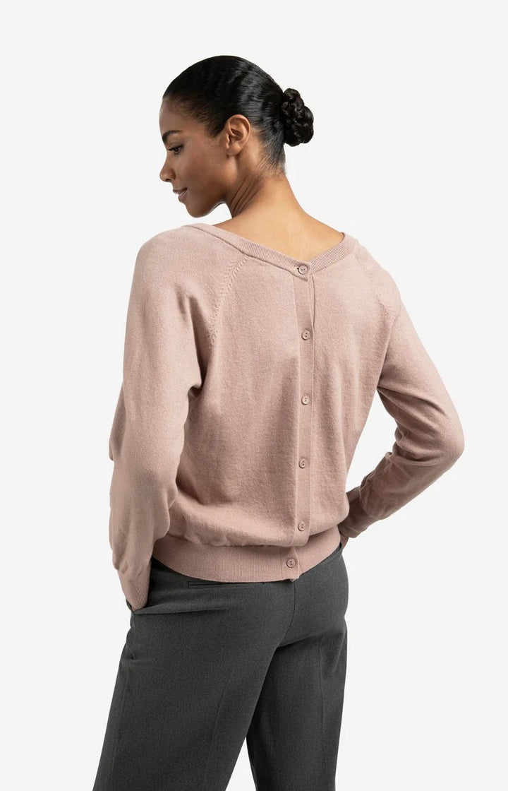 Double V-neck Sweater With But - Mauve