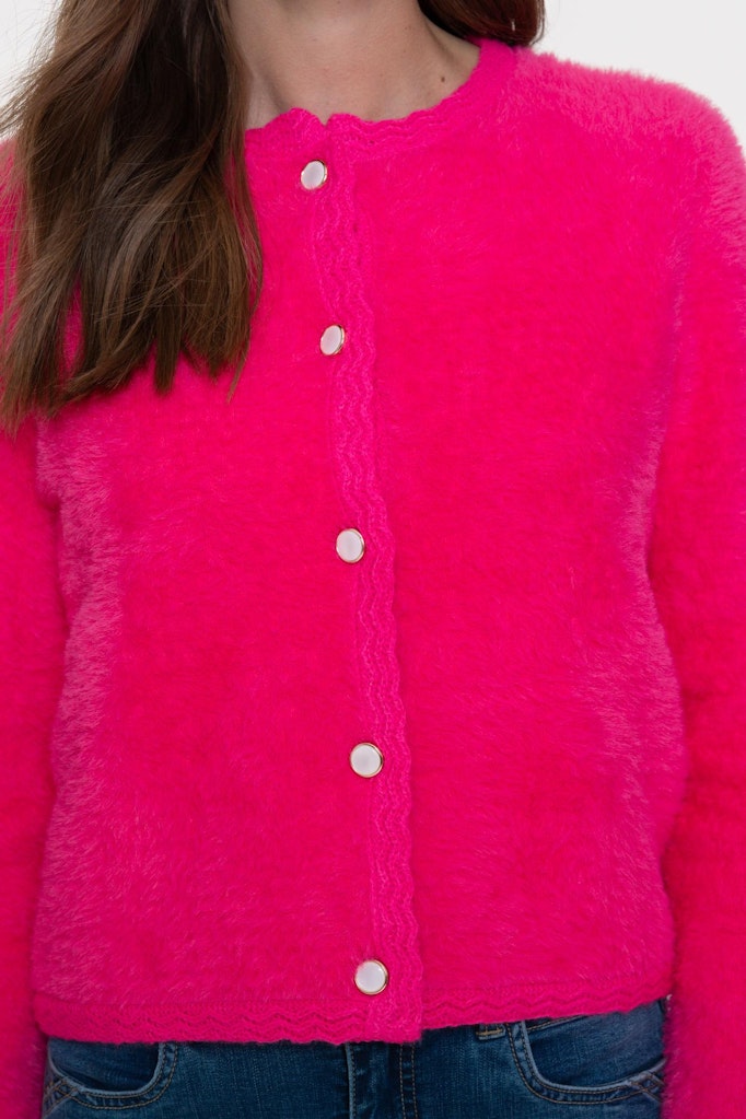 Cardigan Hairy - Neon Roze