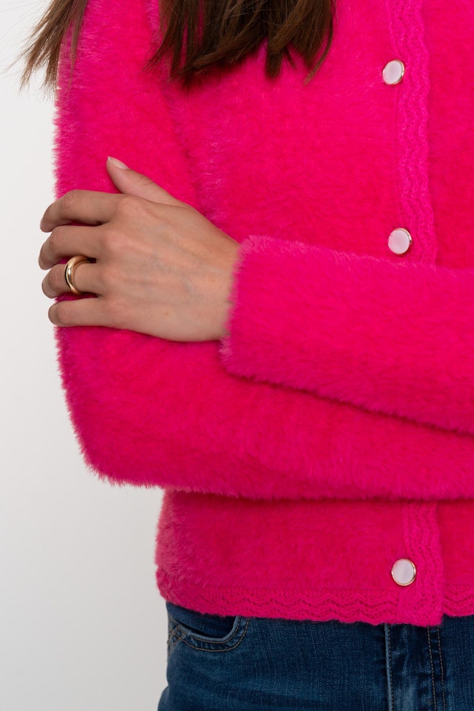 Cardigan Hairy - Neon Roze