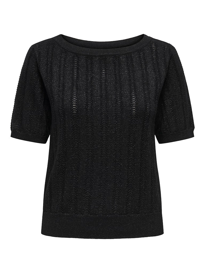 Jdybeauty S/s Boat Neck Glitter Pull Knt - Zwart