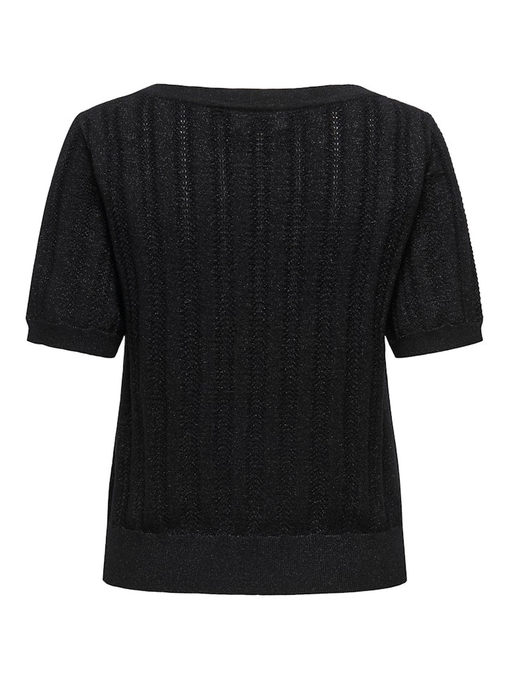 Jdybeauty S/s Boat Neck Glitter Pull Knt - Zwart