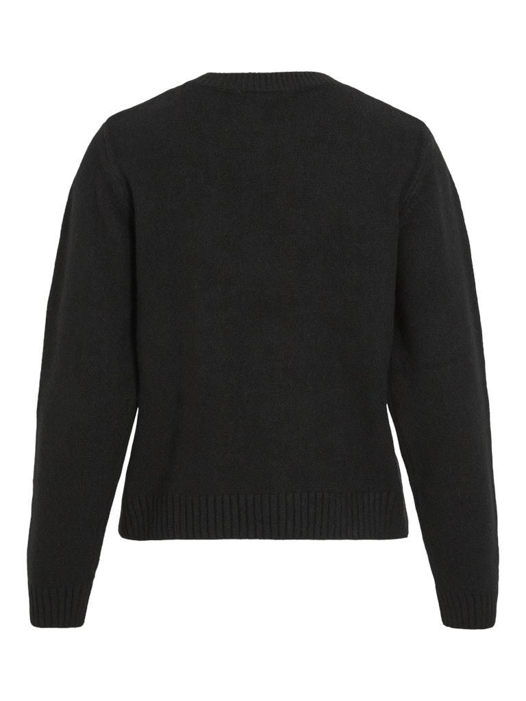 Vilanie O-neck L/s Deco Knit Top - Zwart