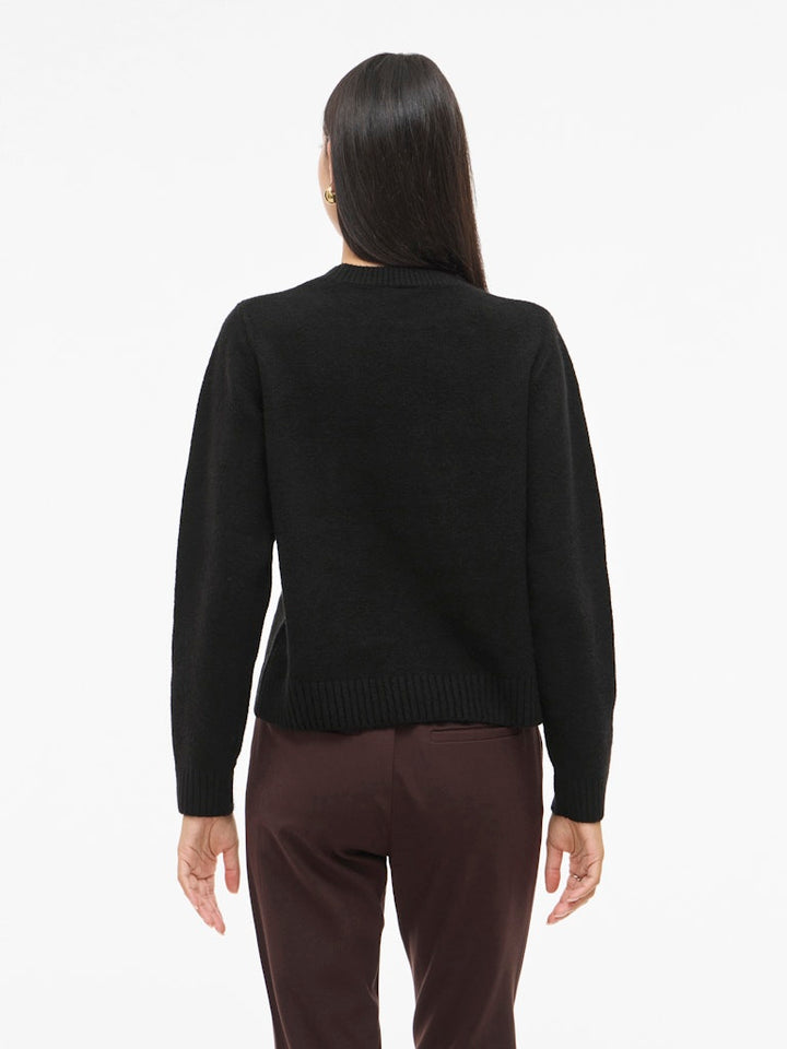 Vilanie O-neck L/s Deco Knit Top - Zwart