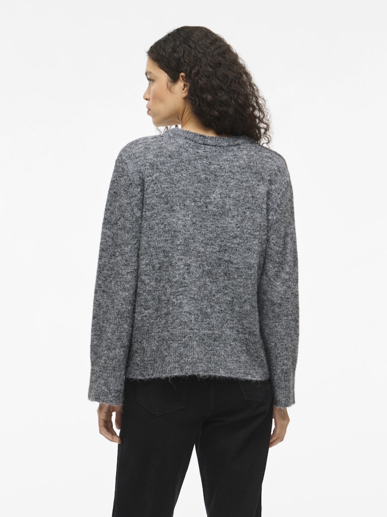 Vimelie O-neck L/s Detail Knit Top/r - Grijs Melee