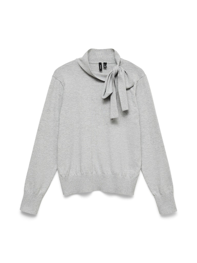 Vmnina Bow Ls Knit Pullover Exp - Grijs Melee