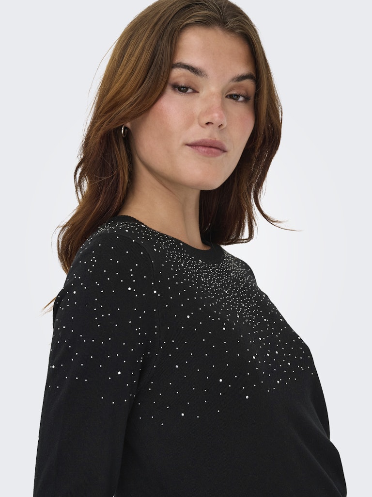Onlanabella Ls Bling O-neck Knt - Zwart Dessin