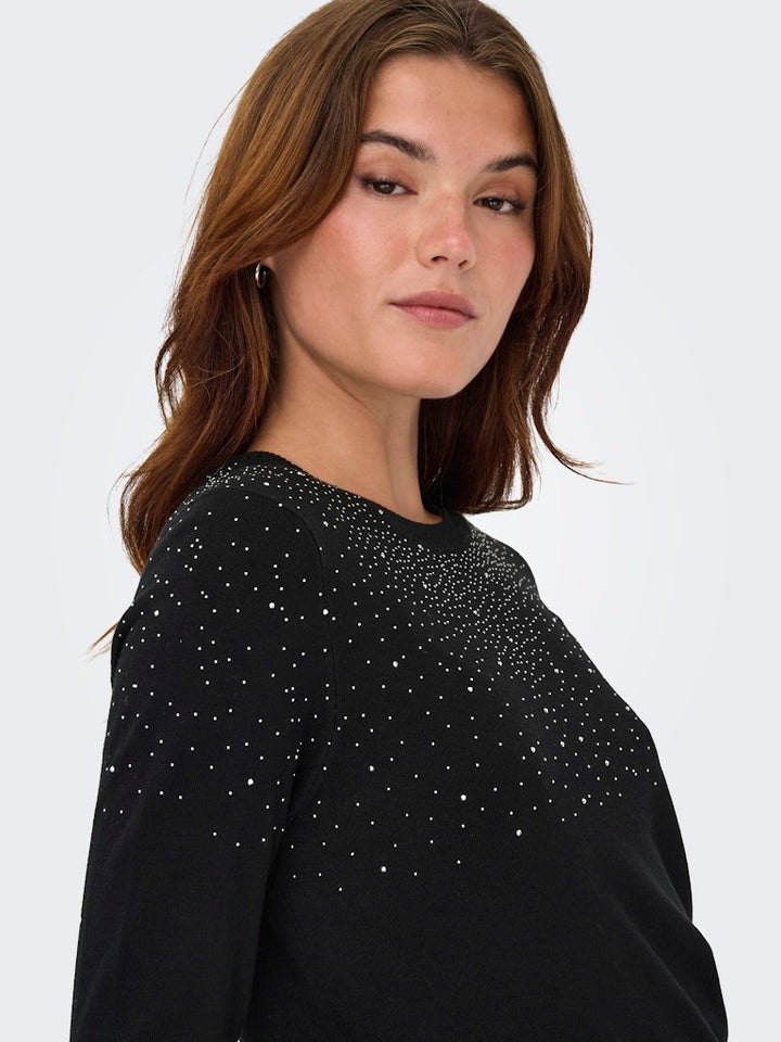 Onlanabella Ls Bling O-neck Knt - Zwart Dessin