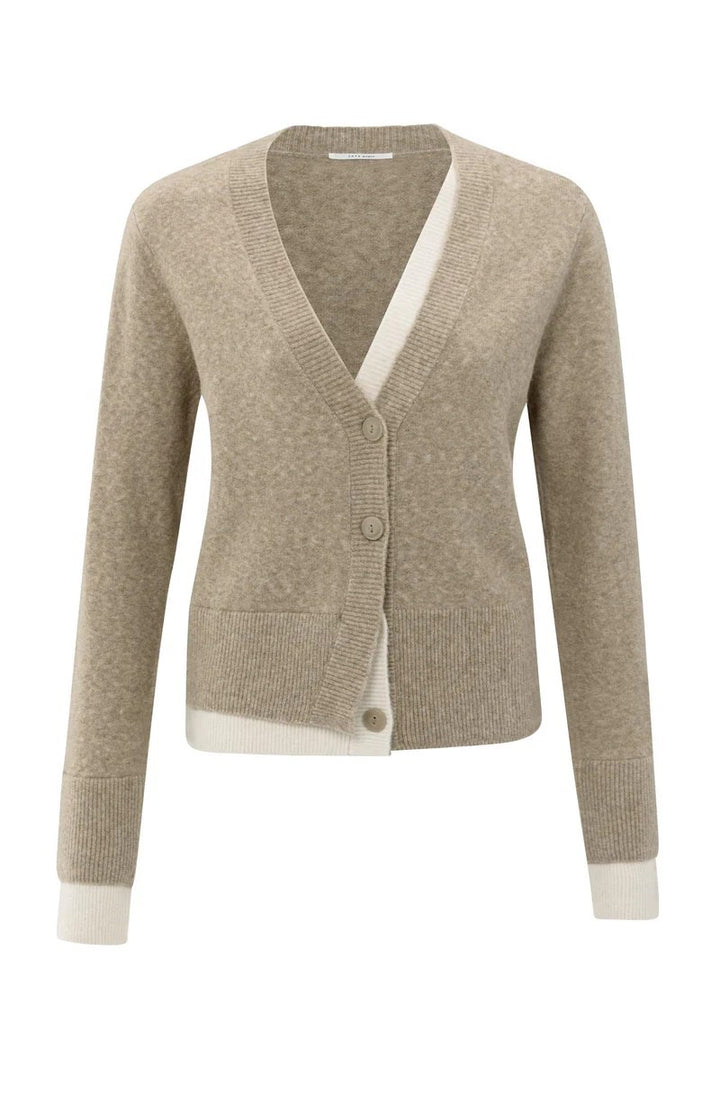 Cardigan With Contrast Details - Zand