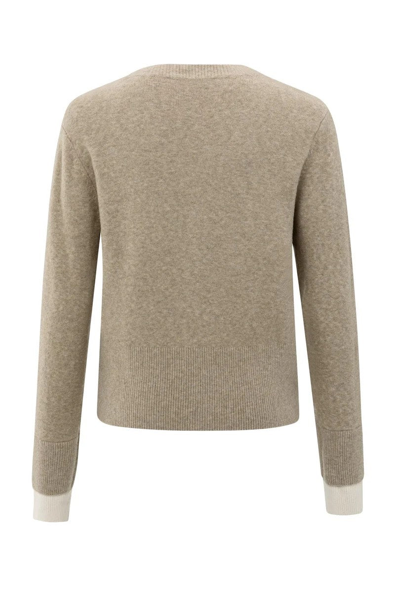 Cardigan With Contrast Details - Zand