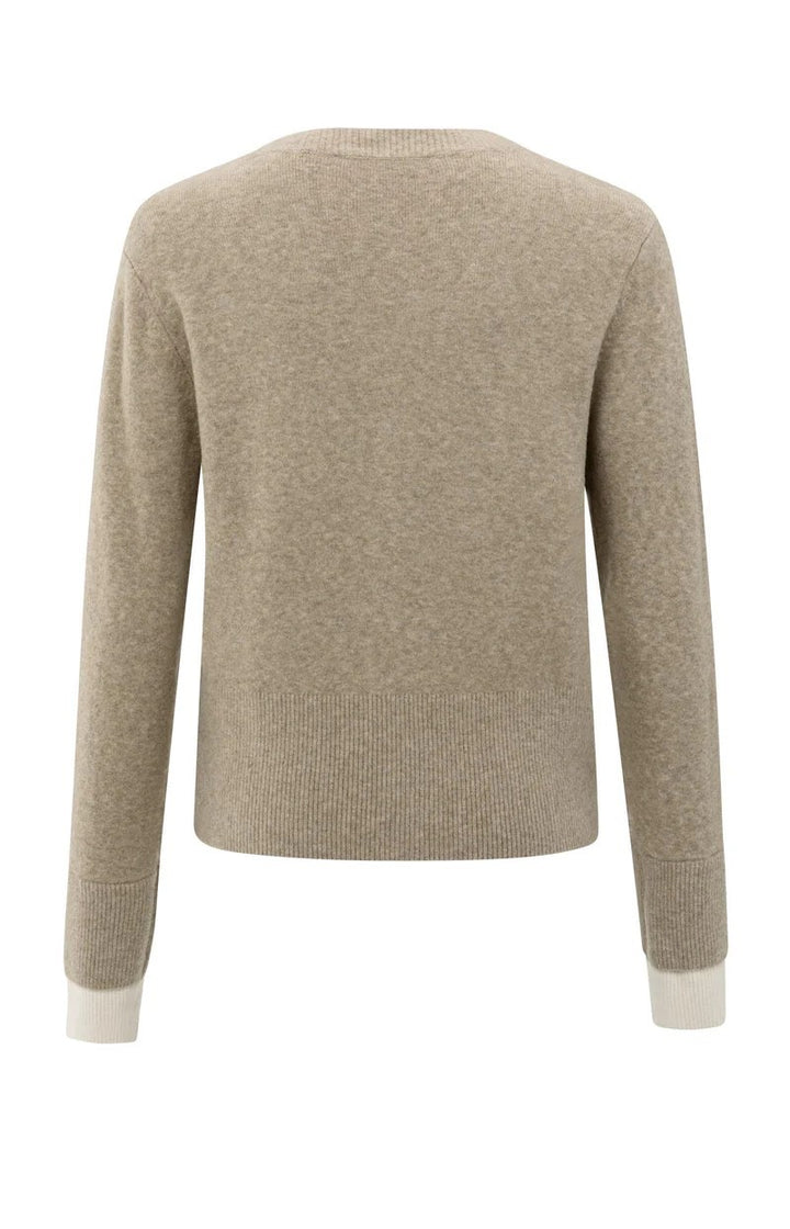 Cardigan With Contrast Details - Zand