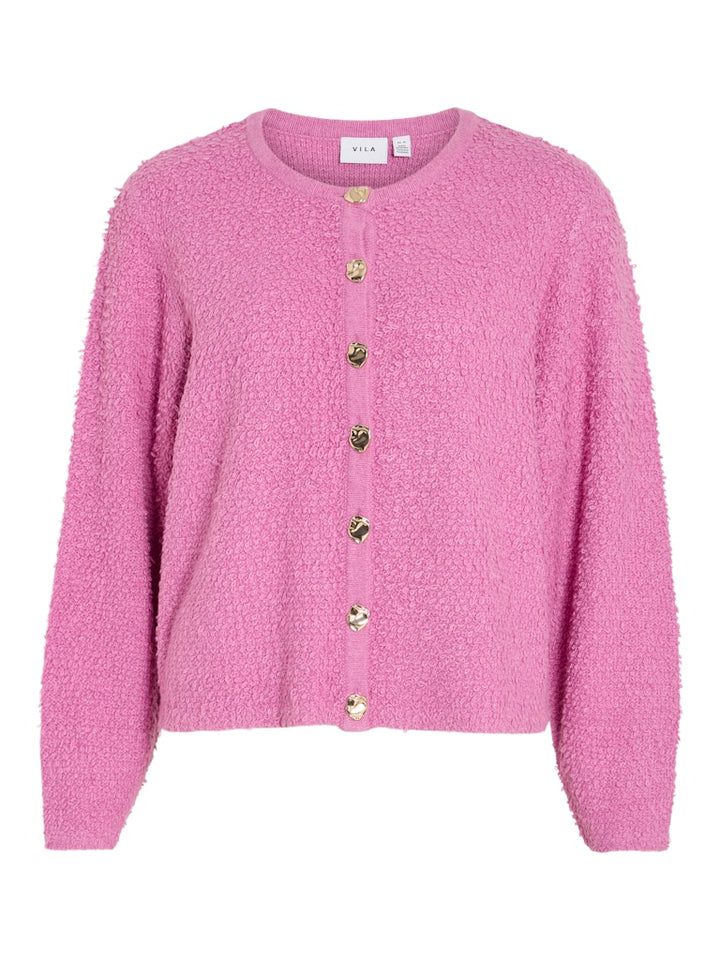 Vipaza L/s O-neck Knit Cardigan/r - Roze