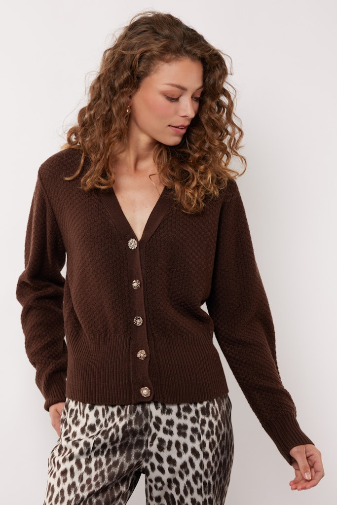 Dolores Knitting Cardigan##5; 514 Dark Chocola - Bruin