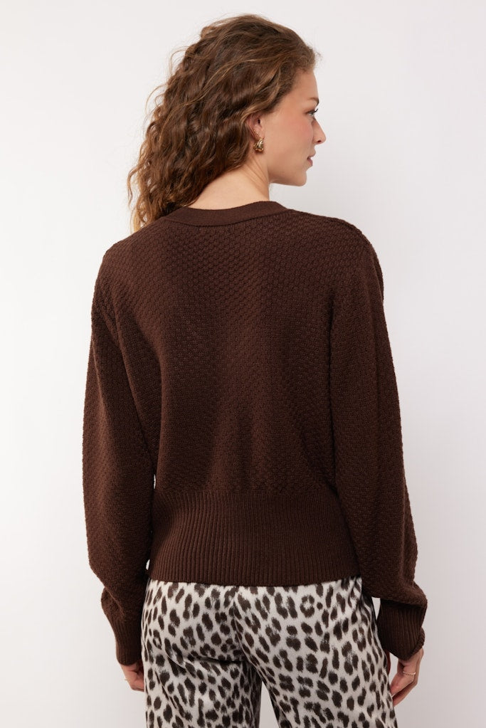 Dolores Knitting Cardigan##5; 514 Dark Chocola - Bruin