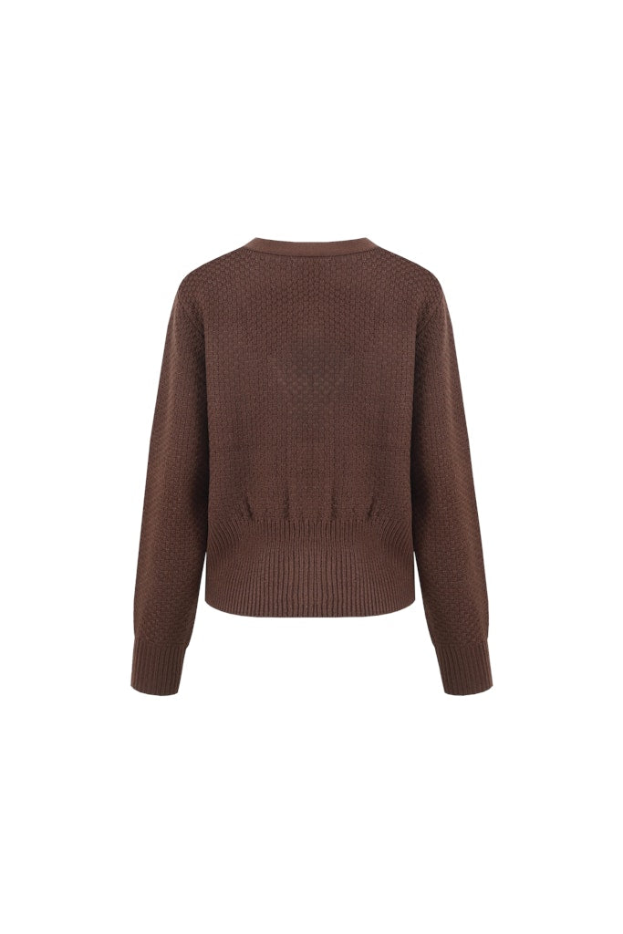 Dolores Knitting Cardigan##5; 514 Dark Chocola - Bruin
