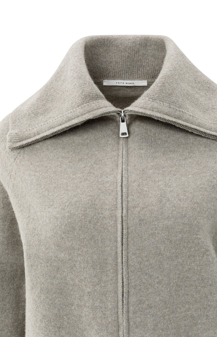 Cardigan With Zipper And Wide - Bruin Melee