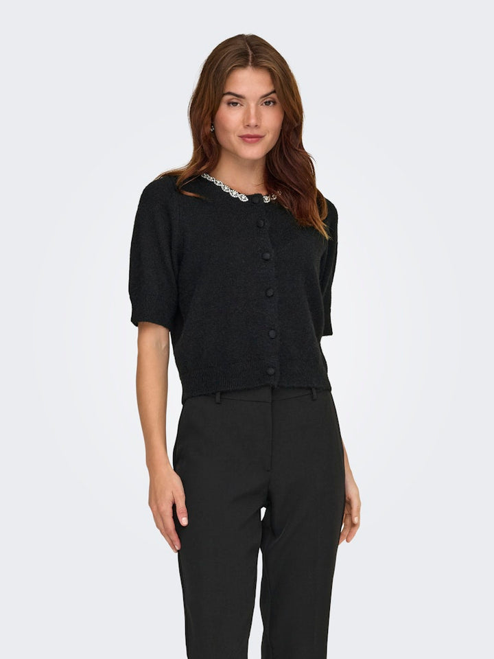 Jdyalva Life 2/4 Embel Cardigan Knt Noos - Zwart