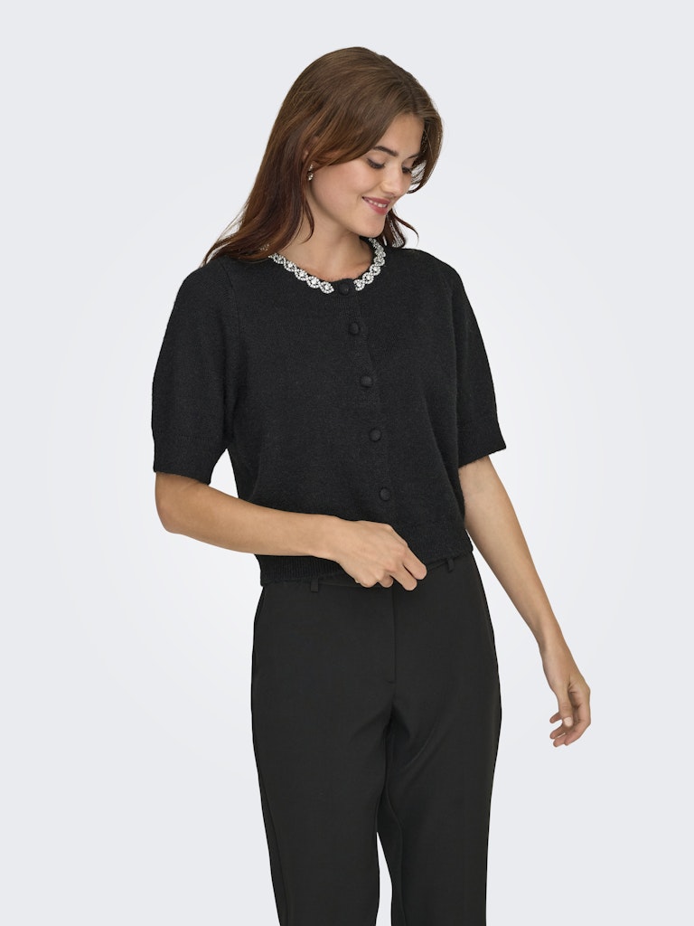 Jdyalva Life 2/4 Embel Cardigan Knt Noos - Zwart