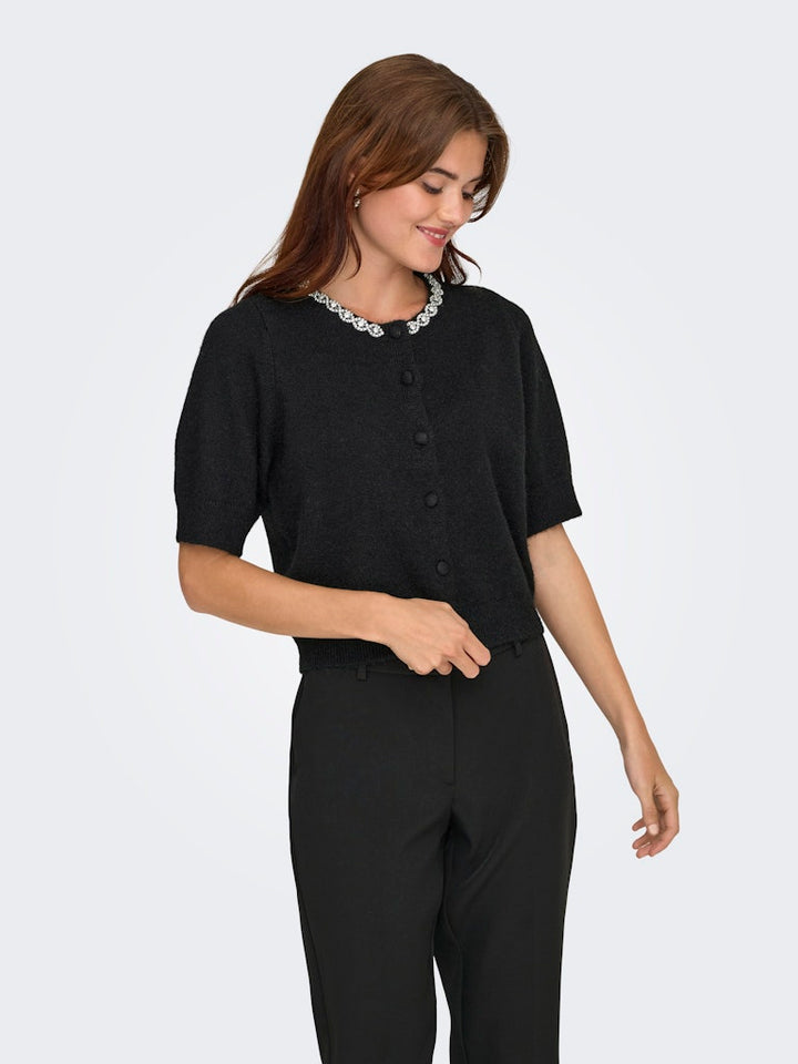 Jdyalva Life 2/4 Embel Cardigan Knt Noos - Zwart