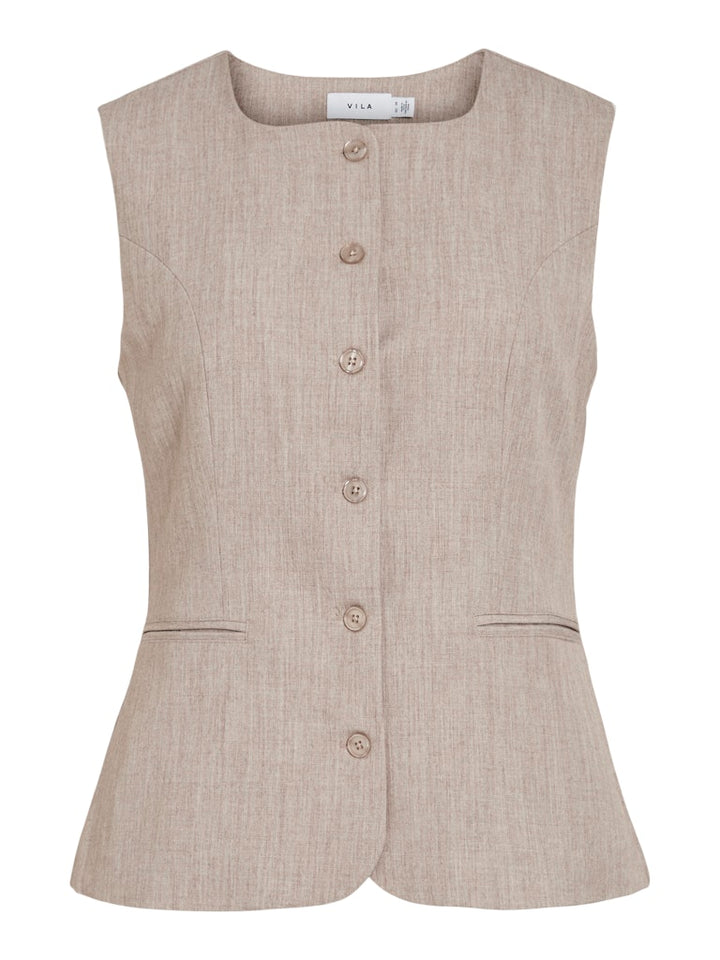 Vivarone Sl Square Neck Long Vest - Zand