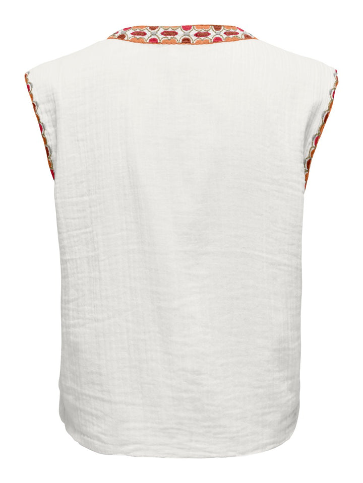 Onlthyra Life Sl Emb Vest Wvn Cs - Wit Dessin