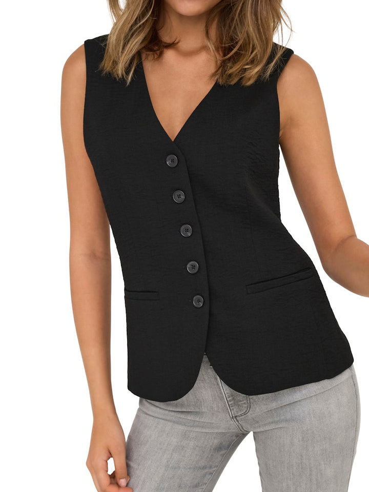 Jdyriver S/l Waistcoat Wvn Tlr - Zwart