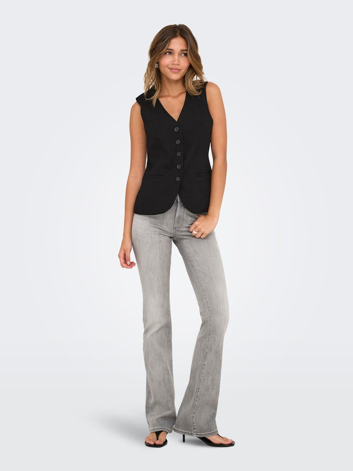 Jdyriver S/l Waistcoat Wvn Tlr - Zwart