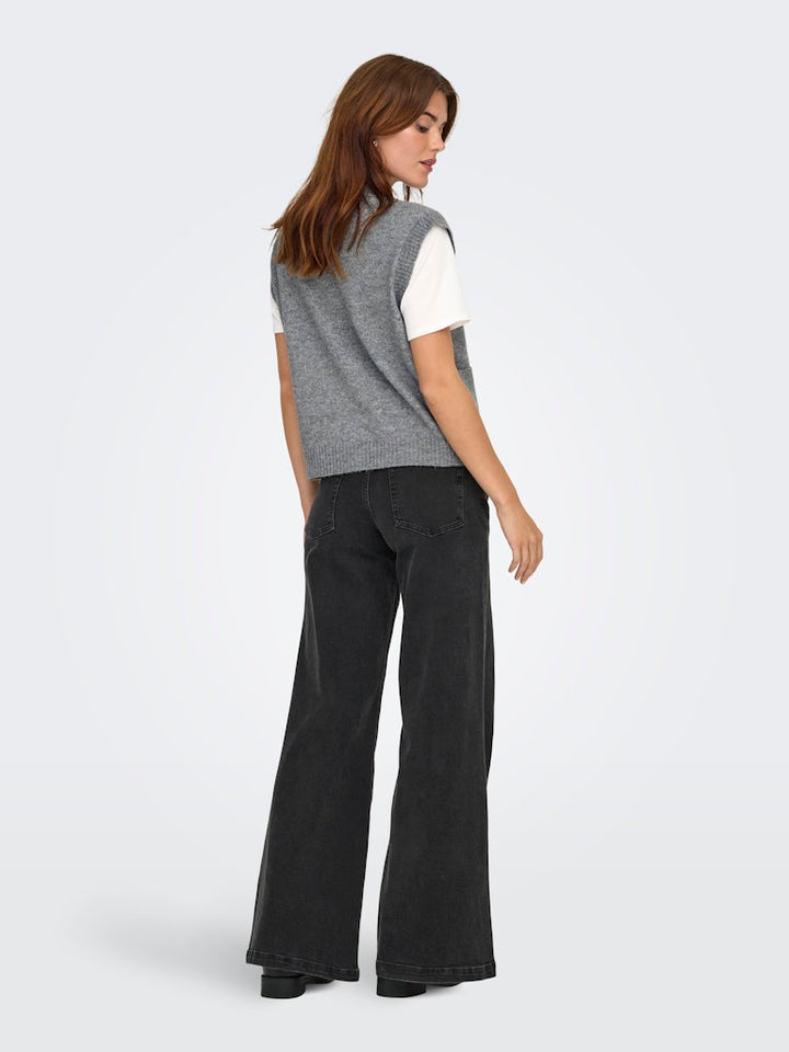 Jdysuper Life S/l V-neck Vest Knt - Grijs Melee