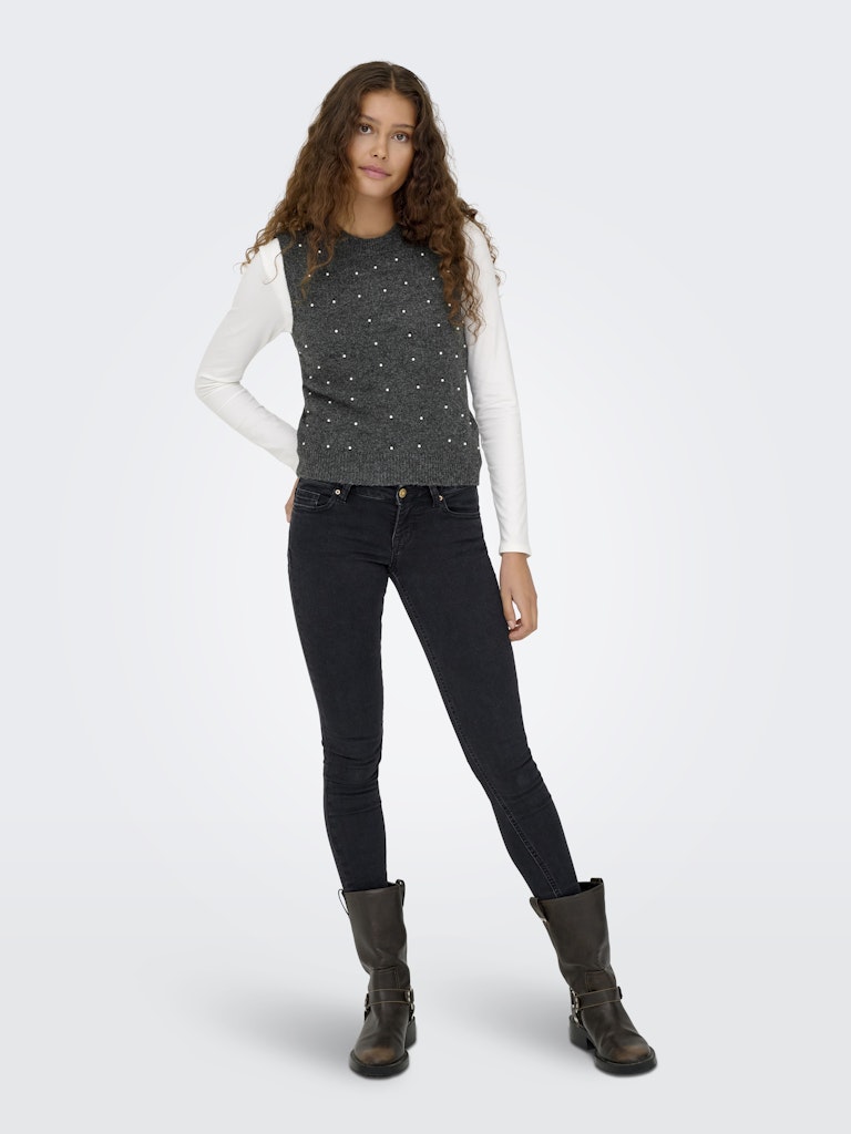 Onlrenata Sl O-neck Pearl Vest Knt - Grijs Melee