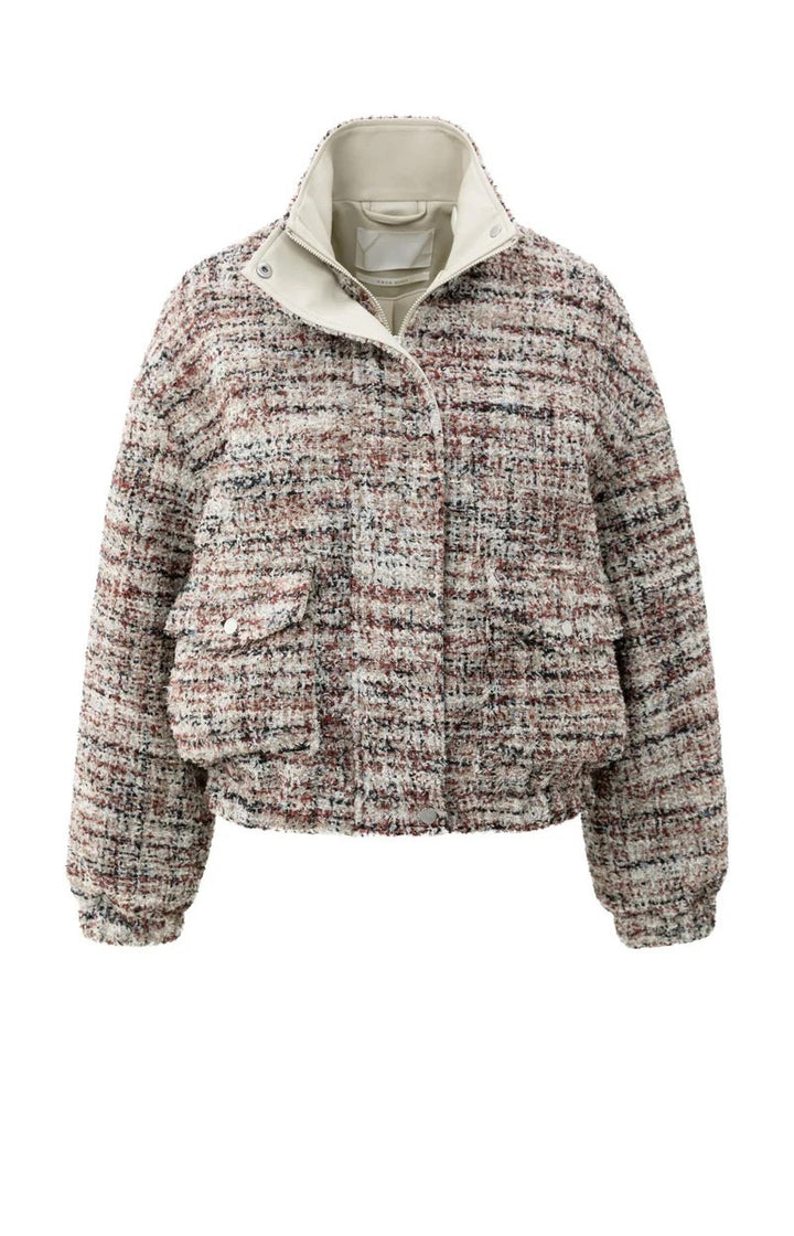 Boucle Jacket With Fringes - Roze Dessin