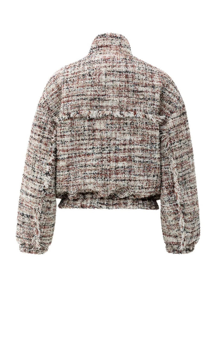 Boucle Jacket With Fringes - Roze Dessin