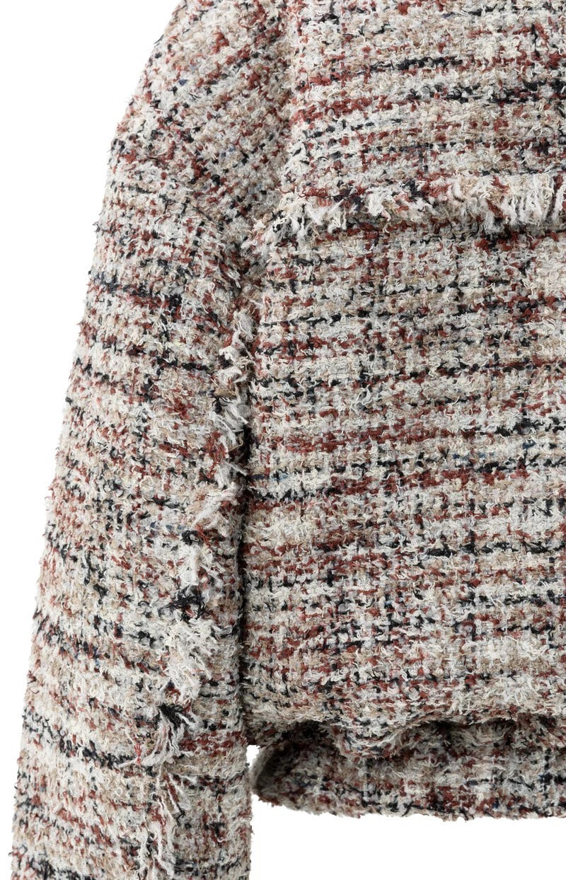 Boucle Jacket With Fringes - Roze Dessin