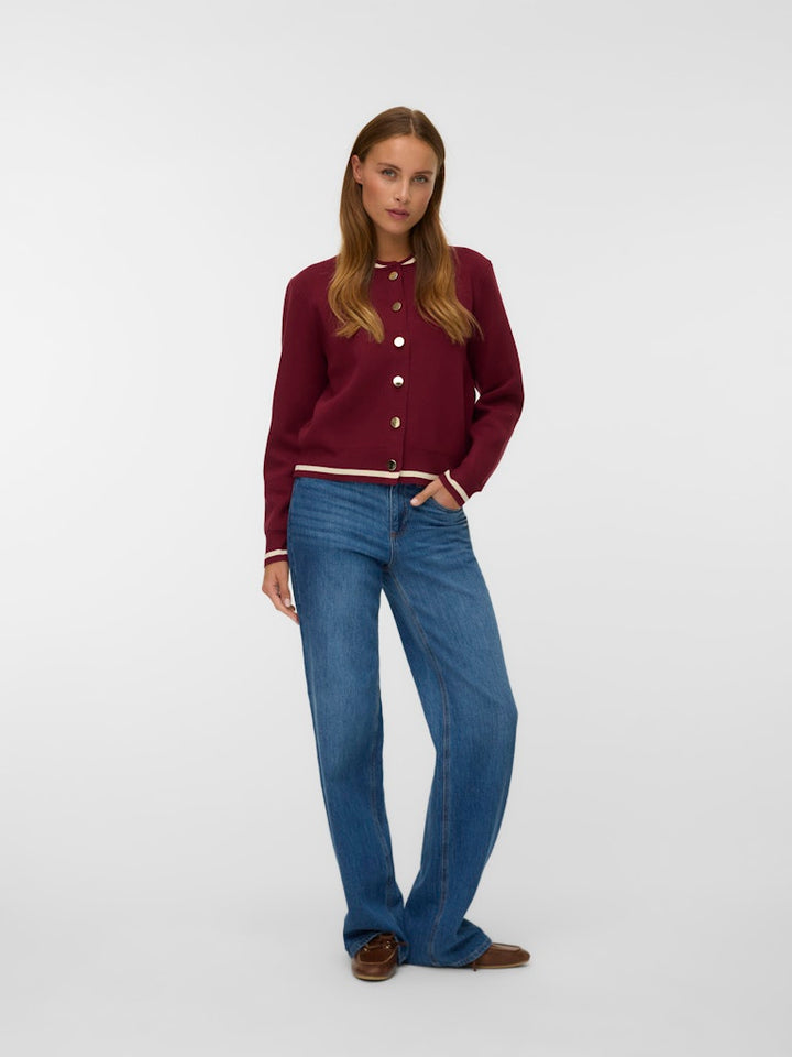 Vmevelijn Ls Bomber Knit Cardigan Exp - Bordeaux