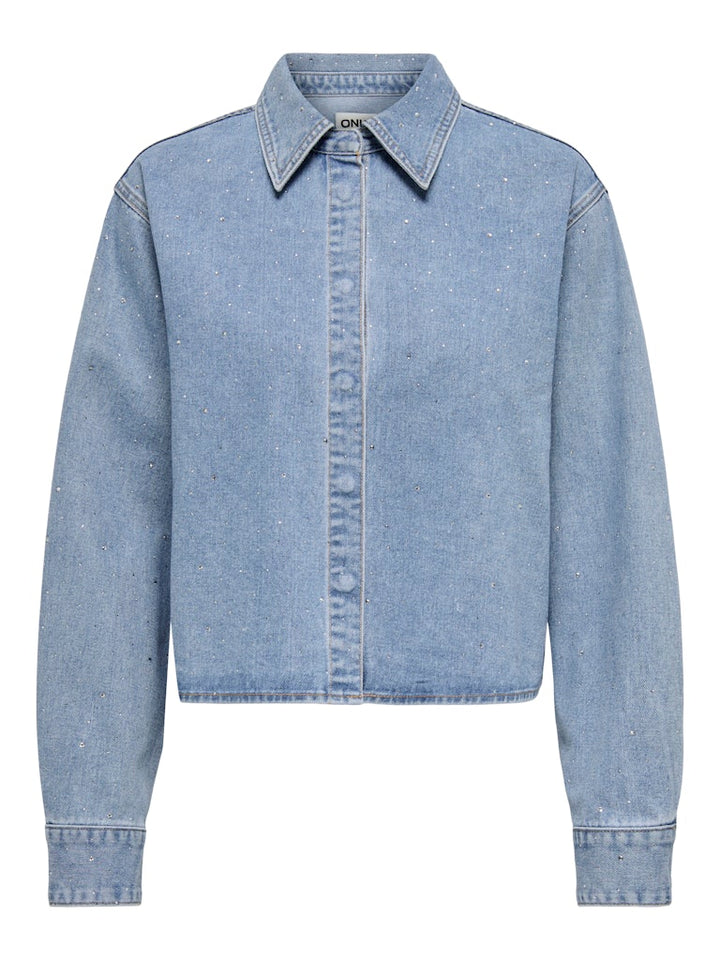 Onlmaggiemay L/s Rhinest Dnm Shirt - Blue Denim