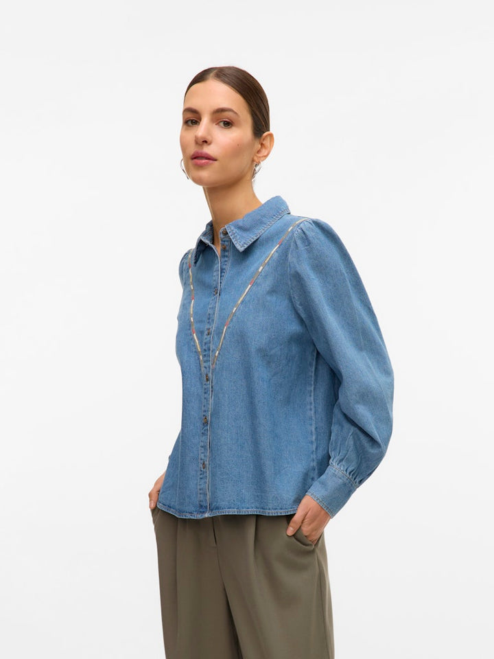 Vmtolla Ls Shirt Yo371 - Blue Denim