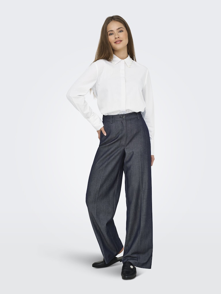 Jdylula L/s Pearl Detail Shirt Wvn - Off-white