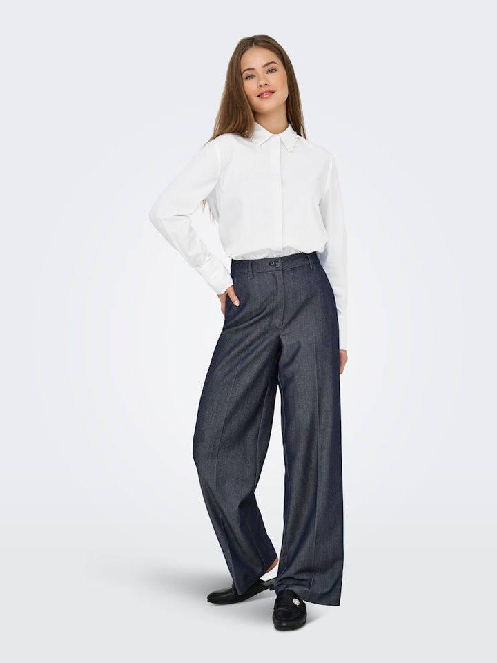 Jdylula L/s Pearl Detail Shirt Wvn - Off-white