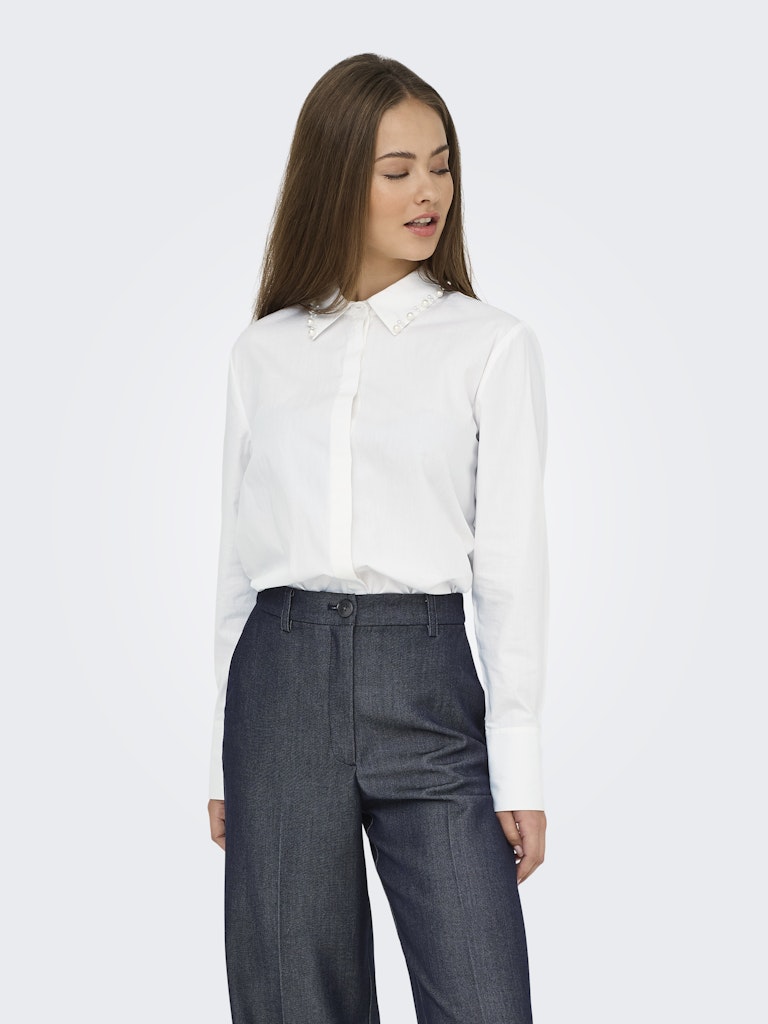 Jdylula L/s Pearl Detail Shirt Wvn - Off-white