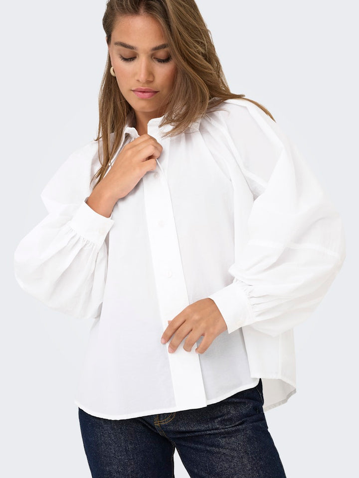 Onlriver Ls Shirt Ox Wvn - Off-white